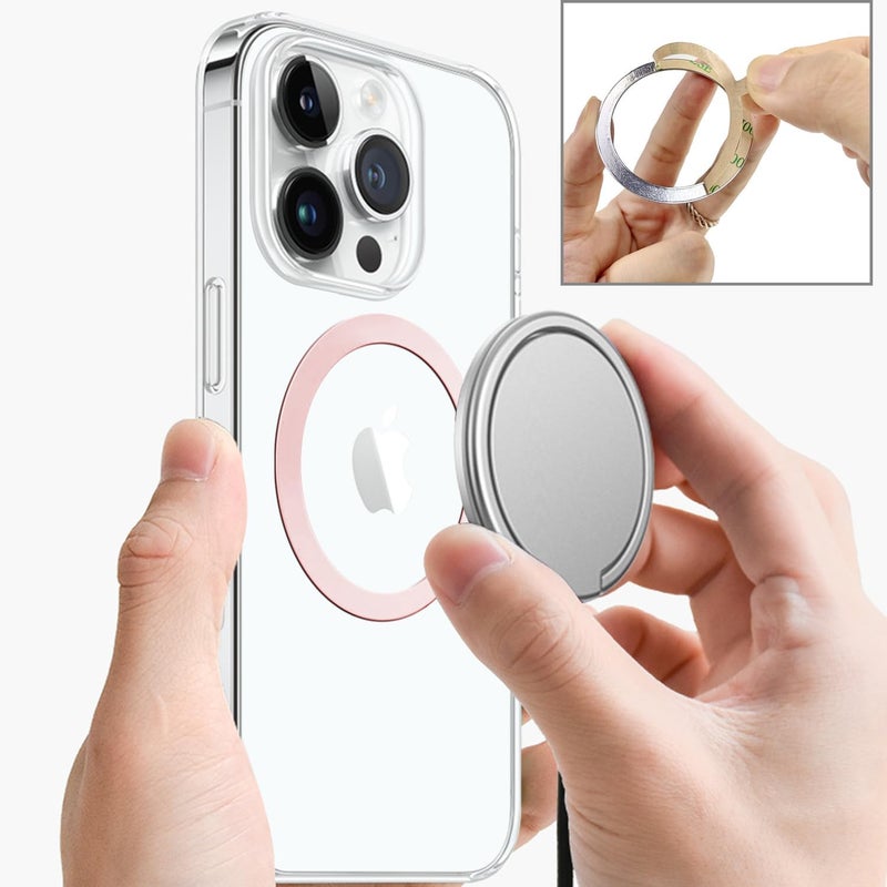 TENOC Universal Metal Ring Sticker for Magnetic Charger Compatible with iPhone/Samsung/Android All Cellphones, Magnetic Mount/Phone Holder Conversion Accessories, 3Pcs, Pink - Image 3
